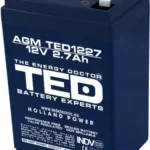 Acumulator plumb acid AGM 12V 2.7Ah F1 (4.8mm) TED1227F1