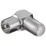 Adaptor coaxial TV 90 grade tata la F mama metal Goobay