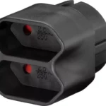 Adaptor Stecher Schuko - 2x Euro mama negru Goobay
