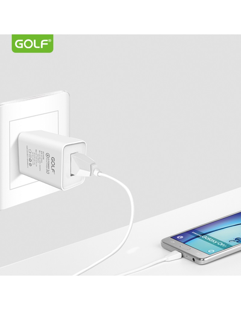 Alimentator Incarcator retea 230V la 1x QC USB 3A Fast Charge Alb GF-U206Q blister Golf - imagine 2