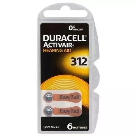 baterii-312-za312-pr41-duracell-auditive-145v-zinc-air-6buc Baterii 312 ZA312 PR41 DURACELL auditive 1.45V ZINC-AIR 6buc - imagine 1