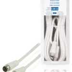 Cablu antena F tata fara filetare - F tata fara filetare alb 5m VALUELINE