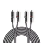 Cablu audio stereo 2x RCA tata - 2x RCA tata 5m gri Nedis