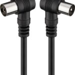 Cablu conexiune antena 2.5m negru conector cotit Goobay
