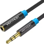 Cablu prelungitor audio Jack 3.5 mm stereo mama-tata 1.5m negru VENTION VAB-B06-B150-M