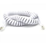 Cablu receptor spiralat 4m RJ9 (4P4C) 7/0.10 CCS alb Well