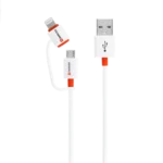 Cablu USB Skross Essentials Line 2 in 1 cu conector micro USB - lightning alb 1m