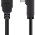 Cablu USB Type C tata la USB A 3.0 tata unghi 90 grade 0.5m negru 5Gbit/s Goobay