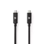 Cablu USB TYPE C tata - USB TYPE C tata 1m 100W 10Gbps 3.2 Gen 2 negru Nedis