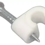 Cleme clips fixare cablu rotund plastic cu cui 6mm alb 100buc Well