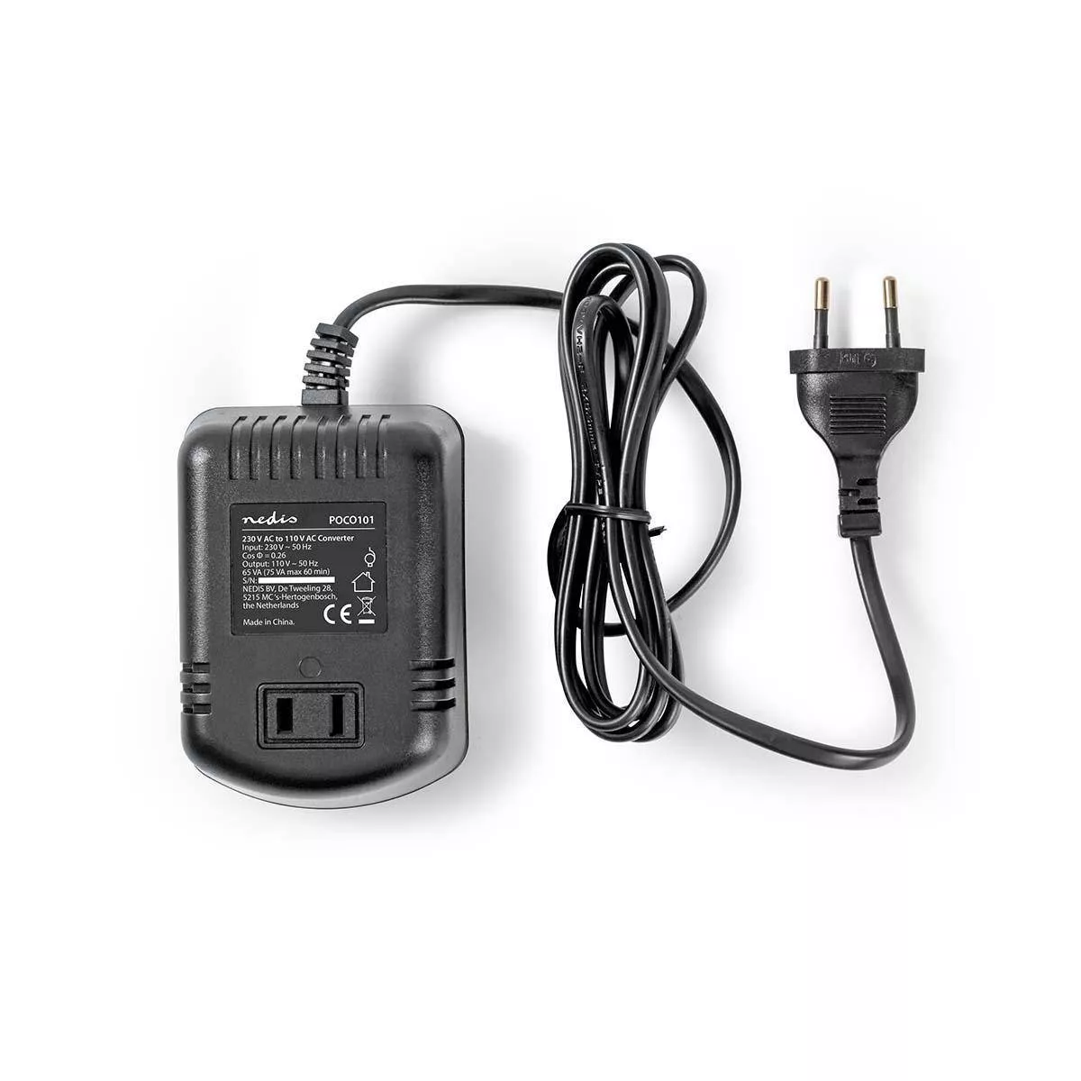 convertor-de-tensiune-220v-110v-75w-iesire-usa-nedis Convertor de tensiune 220V-110V 75W iesire USA Nedis - imagine 1