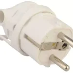 Mufa tata Stecher Schuko cu inel de prindere iesire laterala alb 250V 16A Well