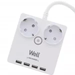 Prelungitor 2 prize 3m 4x USB cu protectie 3xg1.5mmp Well