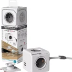 Prelungitor 4 prize CUB +2x USB lungime cablu 1.5m gri Allocacoc