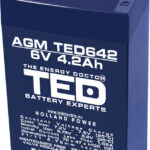Acumulator AGM VRLA 6V 4.2Ah plumb acid 70x47x100 mm F1 terminal TED Battery Expert Holland