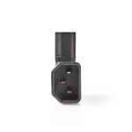 Adaptor conector alimentare IEC-320-C13 mama - IEC-320-C14 tata la 90 grade negru Nedis
