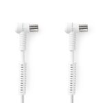 Cablu coaxial ecranat quad IEC tata cotit - IEC mama cotit 1.5m alb Nedis