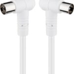 Cablu COAXIAL TV antena 3.5m cotit 90 grade mama-tata 75 ohm clasa A 85DB Dublu ecranat CCS alb 67355 Goobay