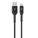 Cablu USB2.0 A tata - Lightning tata 1m 2.4A negru PVC+Nylon Well