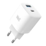 Incarcator retea USB Well GaN USB TYPE C PD30W + USB-A 30W PPS 33W alb