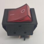 Intrerupator 4 poli 250V 30A ON-OFF 1 buton rosu cu retinere 25x35 mm