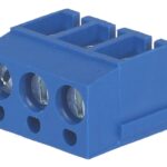 Regleta 3 contacte albastra de conexiuni placa PCB in unghi 90 5mm 3 piste max.2.5mm2 albastru DEGSON ELECTRONICS DG300-5.0-03P-